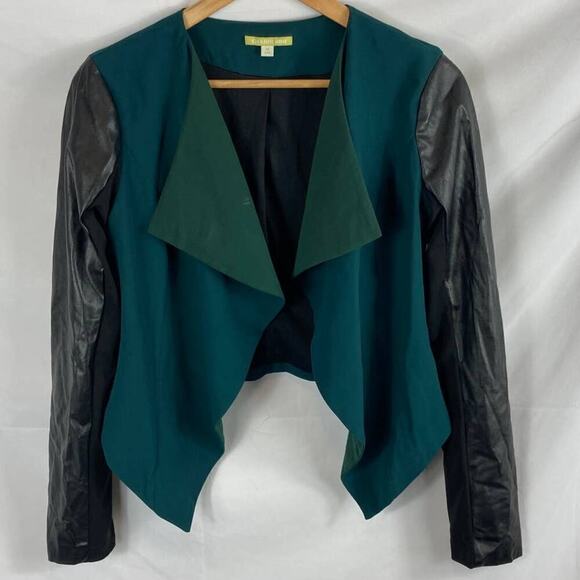Gianni Bini Faux Leather Sleeve Two toned jacket size medium - Picture 2 of 6